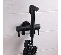 Hand HeldToilet Sprayer Kit,Black Wall Mount Round Head Faucet,Bathroom Cloth Diaper Washer Portable Shower Sprayer Stainless Steel Spray for Personal Hygiene