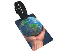 Hand Hold Earth Luggage Tags for Suitcases - Durable PVC ID Tags with Detachable Straps for Travel, Backpack, Golf Bag, Anti-Loss