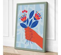 Hand Holding Blooms Modern Canvas Wall Art Print 18x12 Inch (46 x 30 cm)