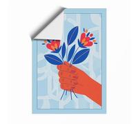 Hand Holding Blooms Modern Unframed Wall Art Print A4 (29.7×21cm), Wall Decor for Living Room, Bedroom, Office & Home, Art Gift