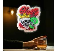 Hand Holding Dollar Skull Neon Sign, USB Interface Street Style LED Light Sign, Suitable for Shops, Bedrooms, Parties, Gifts, Birthdays