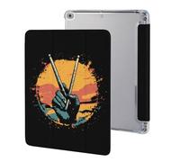 Hand Holding Drum Sticks Printed Tablet Case Compatible with iPad Series Hard Translucent Back Protective Cover
