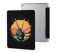 Hand Holding Drum Sticks Printed Tablet Case Compatible with iPad Series Hard Translucent Back Protective Cover