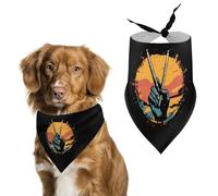 Hand Holding Drum Sticks Triangle Dog Bandana Adjustable Pet Bibs Summer Washable Scarf for Small Medium Large Pets