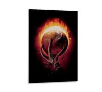 Hand Holding Earth Poster Fiery Planet Art Print Dark Fantasy Wall Decor Unique Home Decoration Gothic Style Artwork Creative Gift Idea for Art Lovers Gift 24x36inch(60x90cm) Framed