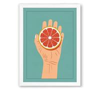 Hand Holding Grapefruit Minimalist Framed Wall Art Print A4 (29.7×21cm) White, Wall Decor for Living Room, Bedroom, Office & Home, Ready to Hang, Art Gift