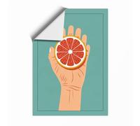 Hand Holding Grapefruit Minimalist Unframed Wall Art Print A2 (59.4×42cm), Wall Decor for Living Room, Bedroom, Office & Home, Art Gift