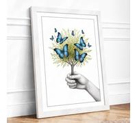Hand Holding Growth Botanical Framed Wall Art Print A2 White | Ready to Hang, Premium Gi Paper, Fade-Resistant Inks, Securely Packaged, UK Made