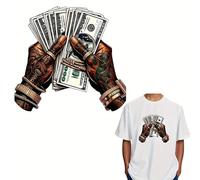 Hand Holding Money Iron On Transfers for T-Shirts Rub on Transfers Stickers Vinyl Ready to Press Stickers Iron on Decals for T-Shirts Clothing Hoodie DIY Crafts