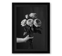 Hand Holding Roses Vintage Framed Wall Art Print A3 (42×29.7cm) Black, Wall Decor for Living Room, Bedroom, Office & Home, Ready to Hang, Art Gift