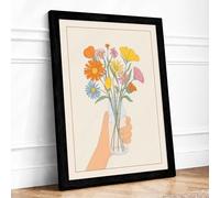 Hand Holding Wildflowers Botanical Framed Wall Art Print A1 (84.1×59.4cm) Black, Wall Decor for Living Room, Bedroom, Office & Home, Ready to Hang, Art Gift