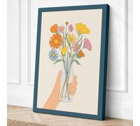 Hand Holding Wildflowers Canvas Wall Art Print 30x20 Inch (76 x 51 cm)