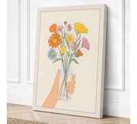 Hand Holding Wildflowers Canvas Wall Art Print 36x24 Inch (91 x 61 cm)