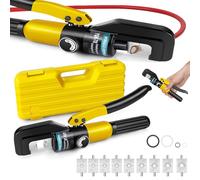 Hand Hydraulic Crimping Tool with 9 Sets of Crimping Shapes Hydraulic Cable Lug Crimper for Copper and Terminal Lugs Battery Wire Crimping, Crimping Shapes 4-70 mm² for Copper Aluminum, Yellow