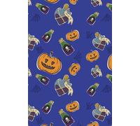 Hand-Illustrated Blue Halloween Notebook - 180 Lined Pages for Journaling, Writing, and Note-Taking