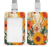 Hand in A Peace Sign Gesture Flowers ID Badge Holder Retractable Clip Card Holder Card Protector Name Badge Name Tag for Work Office Doctor Nurse