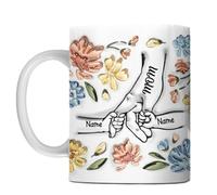 Hand in Hand, I Will Always Protect You - Personalized Mug, Custom Names Mug, Personalised You Hold Our Hands Also Our Hearts Mugs for Women, for Wife Mom Grandma