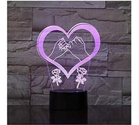 Hand in Hand Pinky Swear Promise Love Heart 3D Lamp 7 Color Changed Night Lights Kids Table Lamp Present Love Gifts