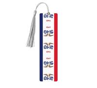 Hand-Iowa State Flag Printed Wooden Bookmarks-5 Rectangular Bookmarks with Perforations and Decorative Tassels