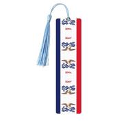 Hand-Iowa State Flag Printed Wooden Bookmarks-5 Rectangular Bookmarks with Perforations and Decorative Tassels