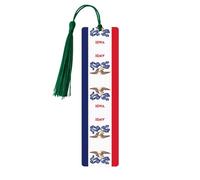 Hand-Iowa State Flag Printed Wooden Bookmarks-5 Rectangular Bookmarks with Perforations and Decorative Tassels