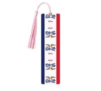 Hand-Iowa State Flag Printed Wooden Bookmarks-5 Rectangular Bookmarks with Perforations and Decorative Tassels