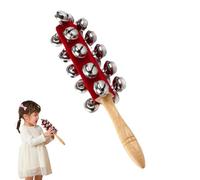 Hand Jingle Bell - Wooden Music Rattle, Kids Percussion Toy | 26.5cm Velvet Grip Design, 21 Stainless Steel Bells, Interactive Rhythm Instrument Set For Kindergarten Activities And Parent Child Play