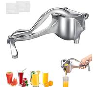Hand Juicer Squeezer - Aluminum Manual Press Juicer with Ergonomic Grip, Efficient Extraction Fruits with Filter Bag Easy Squeeze & Quick Clean for Lemon, Orange, Pomegranate (1 Pc)