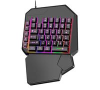 -Hand Keyboard - Portable Game Keypad, LED Light Console | Mechanical Fast Response Buttons, Compact Wired Layout Game Controller Mobile Gameplay Lightweight Design for Travel Use