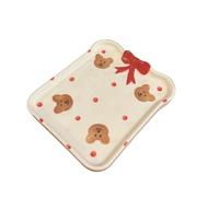Hand-kneaded Embossed Bowknot Cake Plate Ceramic Coffee Shop Dessert Bread (Little Bear)