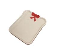 Hand-kneaded Embossed Bowknot Cake Plate Ceramic Coffee Shop Dessert Bread (Red)