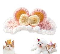 Hand Knit Little Bee Pet Hat, Cute Small Handmade Crochet Bee Hats for Cat, Puppy Headgear, Funny Pets Accessories Photo Props, for Puppy Cat Smalls Animals (1pcs-4)