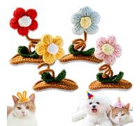 Hand Knit Little Bee Pet Hat, Cute Small Handmade Crochet Bee Hats for Cat, Puppy Headgear, Funny Pets Accessories Photo Props, for Puppy Cat Smalls Animals (4pcs-1)