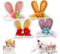 Hand Knit Little Bee Pet Hat, Cute Small Handmade Crochet Bee Hats for Cat, Puppy Headgear, Funny Pets Accessories Photo Props, for Puppy Cat Smalls Animals (4pcs-2)