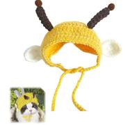 Hand Knit Little Bee Pet Hat, Party Costume Costume for Cats, Halloween Pets Bee Costumes for Puppy Cat and Other Small Animals (l)