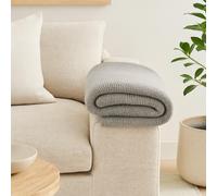 Hand-Knitted Double Knit Throw with Soft Breathable Natural Cotton, Knitted Blanket with Secure Packaging, 15L x 26W x 15H cm, Grey Aosom UK