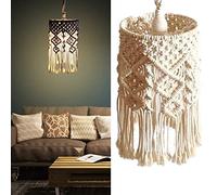 Hand-Knitted Lampshade Boho Macrame Lampshade Knitting Lamp Shade Ceiling Light Shade Fitting, Handwoven Bohemian Home Decor, for Living Room Bedroom 20 * 40cm