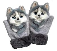 Hand-knitted Pet Gloves Cute Furry Winter Full Finger Mittens Wool Gloves Handmade Plush Animal Paw Claw Glove Soft Winter Mitten Gloves for Children Christmas Birthday Gifts E