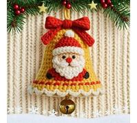 Hand-Knitted Santa Claus Bell Christmas Tree Ornament with Gold Bells, Cotton Crochet Hanging Decor for Xmas Tree Home festive Decorations, 8x6x15cm (Bell)