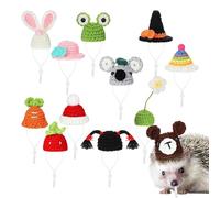 Hand Knitted Small Animal Hats - 12 Cute Little Hats with Straps | Colorful Guinea Pig Costume Accessories Hamster Costume Party Hats for C