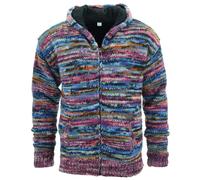 Hand Knitted Wool Hooded Jacket Cardigan Hoody Hoodie Nepal Warm Lined Ethnic