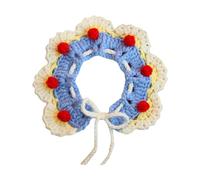 Hand Knitted Woven Pet Collar, Adjustable Knitted Cat Bib for Small Dogs and Kittens, Soft Lightweight Mohair Cat Collar with Lace - Up Closure for Daily Wear, Parties, (Princess Color L)