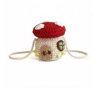 Hand-knitted yarn mushroom mini crossbody bag, cute-shaped women's handbag, soft yarn shoulder bag, Multicolor