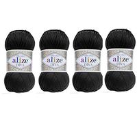 Hand Knitting Yarn 100% Microfiber Acrylic Yarn Alize Diva Silk Effect Thread Crochet Art Lace Craft Lot of 4 skeins 400gr 1532yds (60)