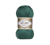 Hand Knitting Yarn 100% Microfiber Acrylic Yarn Alize Diva Silk Effect Thread Crochet Art Lace Craft Lot of 4 skeins 400gr 1532yds Color (453 North Sea)