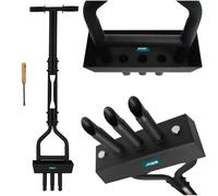 Hand lawn aerator aerator hollow tines with bottom tray container for soil cores