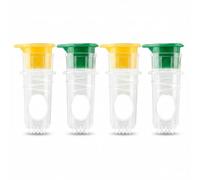 Hand Lemon Squeezer, 4 Pack Portable Manual Citrus Juicer Press for Lemon, Lime, Orange - Compact Fruit Juice Extractor with Built-in Strainer for Kitchen, Bar, Travel (Yellow & Green)