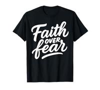 Hand-Lettered Faith Over Fear Christian Brush Script Design T-Shirt