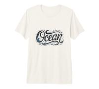 Hand-Lettered Ocean Coastal Typography with Nautical Premium T-Shirt