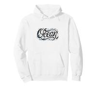 Hand-Lettered "Ocean" Coastal Typography with Nautical Pullover Hoodie